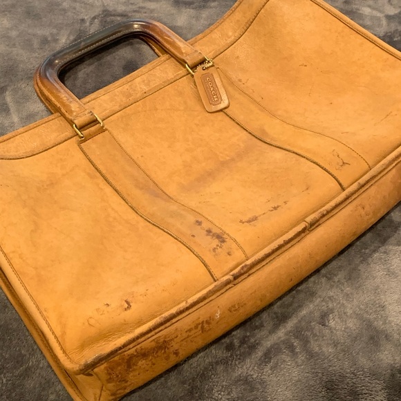 Vintage Coach British Tan Embassy Briefcase Messenger Bag Leather Brown - Picture 1 of 16